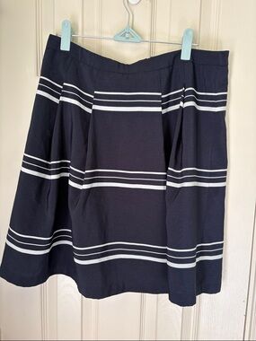 The Limited Navy and White Striped A-Line Skirt
